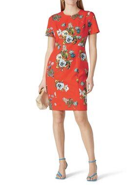 BLACK HALO Womens Size 10 Jodee Tangerine Orange Floral Print Sheath Dress